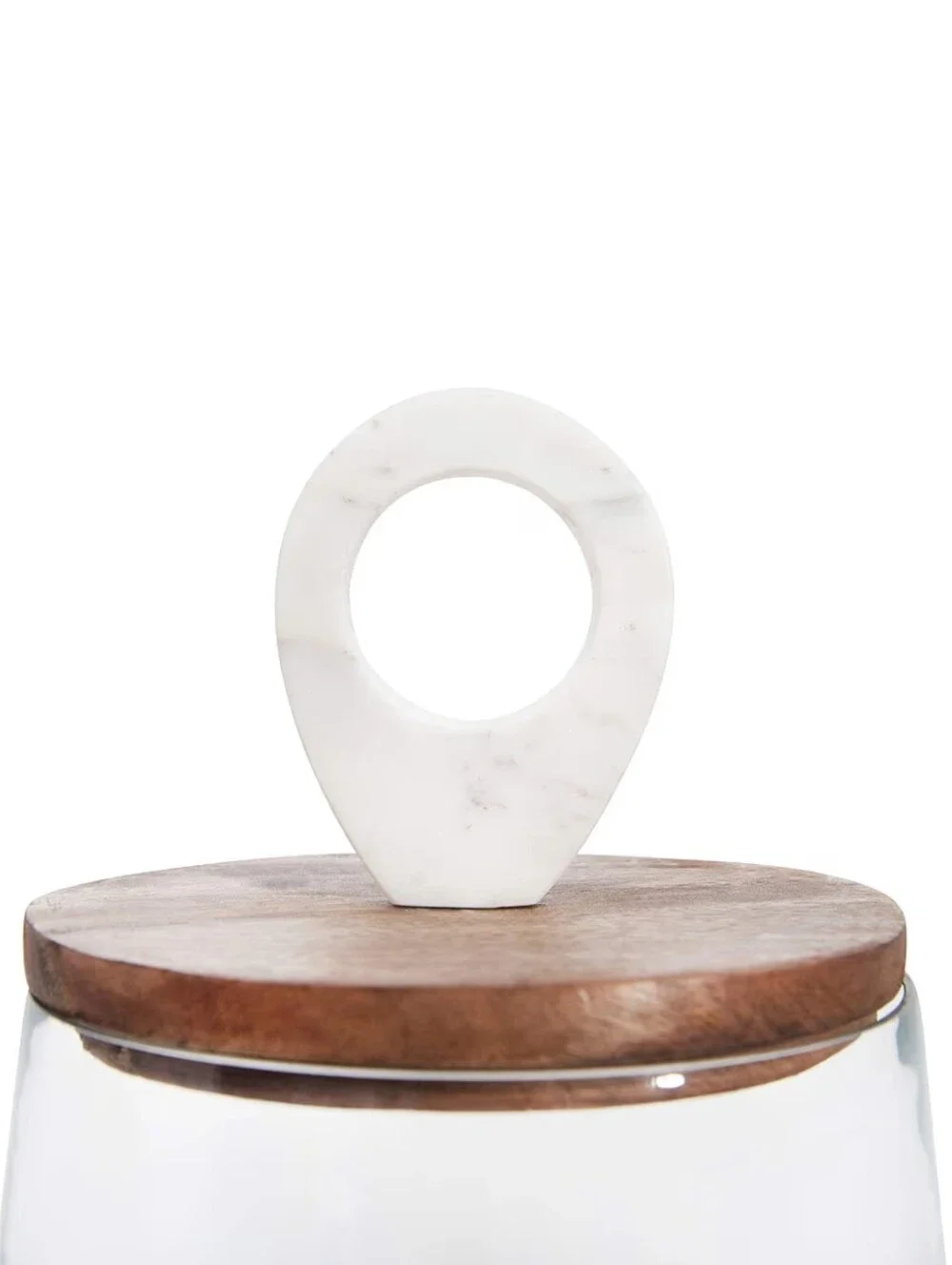 Bloomingville NWT 3 Liter Glass Jar With Mango Wood Lid & Marble Knob 15